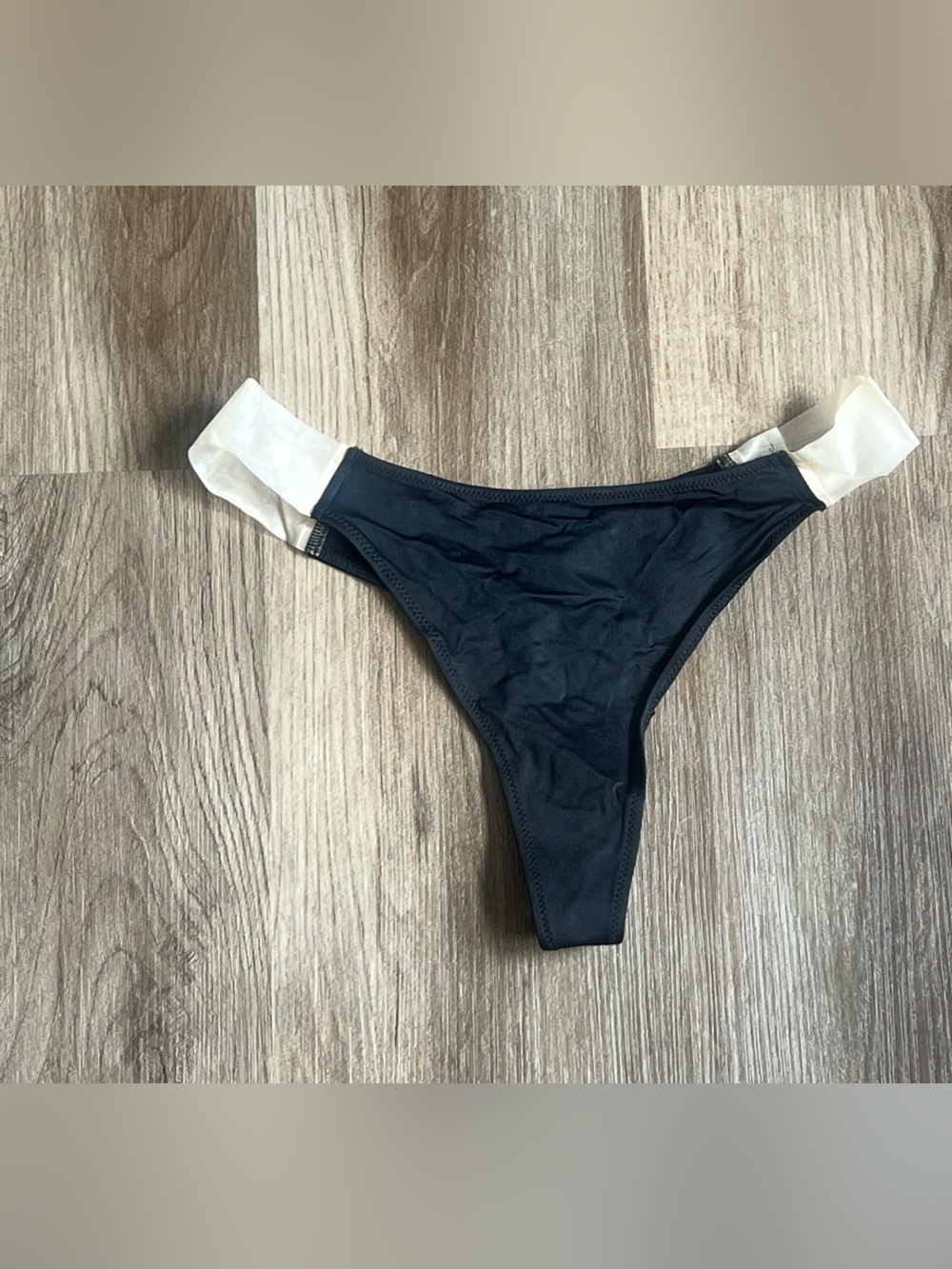 Malizia by La Perla Black Thong With Elastic Side Bands